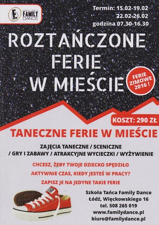 ROZTAŃCZONE FERIE W MIEŚCIE ZE SZKOŁĄ TAŃCA FAMILY DANCE