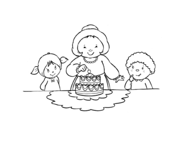 Kolorowanka - Babcia piecze tort