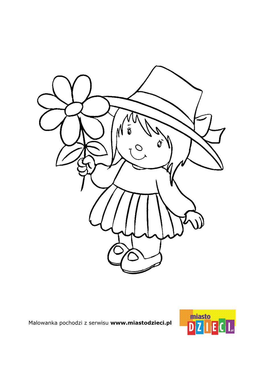 Kolorowanka - Dziewczynka z kwiatkiem