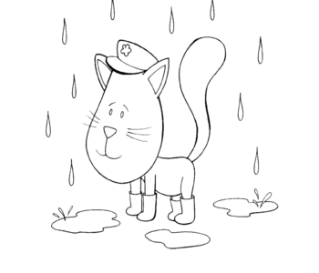 Kolorowanka - Kot w deszczu