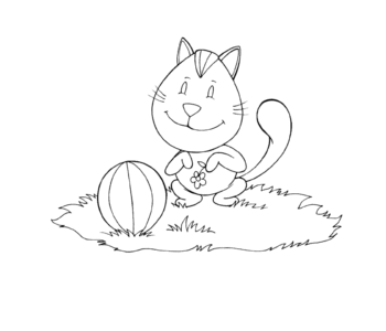 Kolorowanka - Kot z piłką