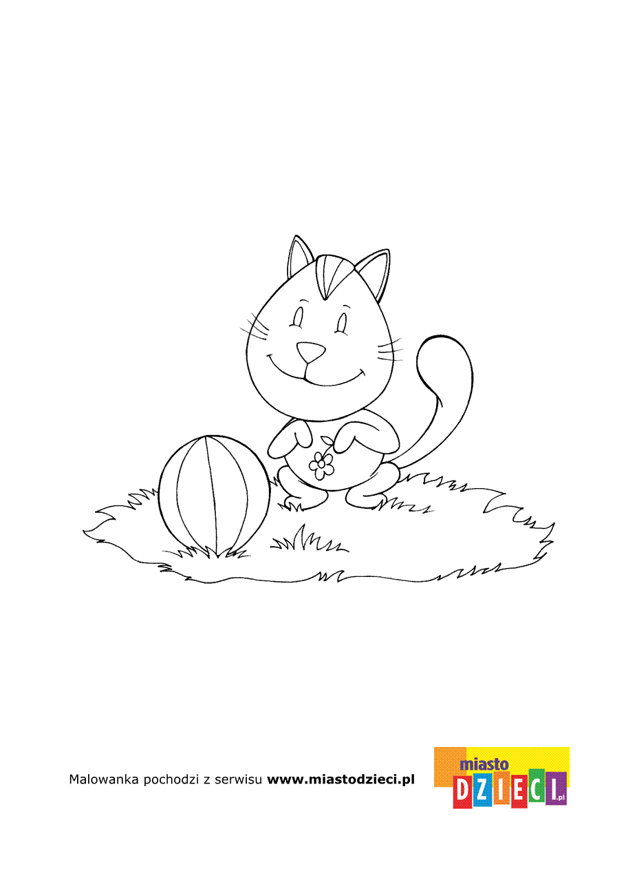 Kolorowanka - Kot z piłką