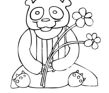 Kolorowanka - Miś Panda z kwiatami
