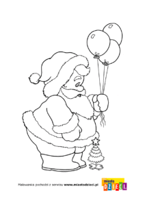 Kolorowanka - Mikołaj z balonikami