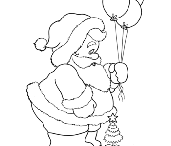 Kolorowanka - Mikołaj z balonikami