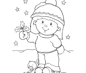 Kolorowanka - Dziewczynka na śniegu