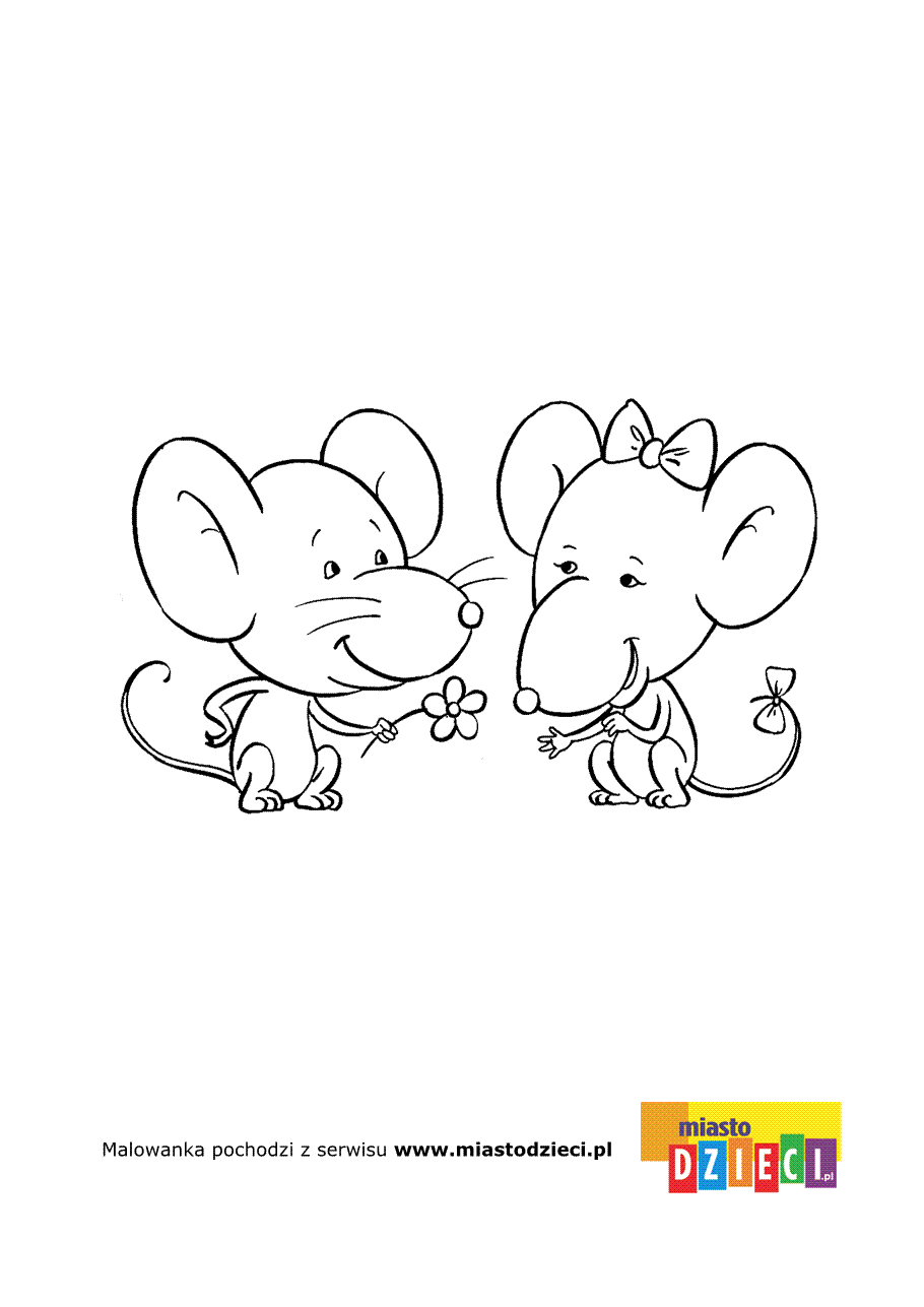Kolorowanka - Zakochane myszki