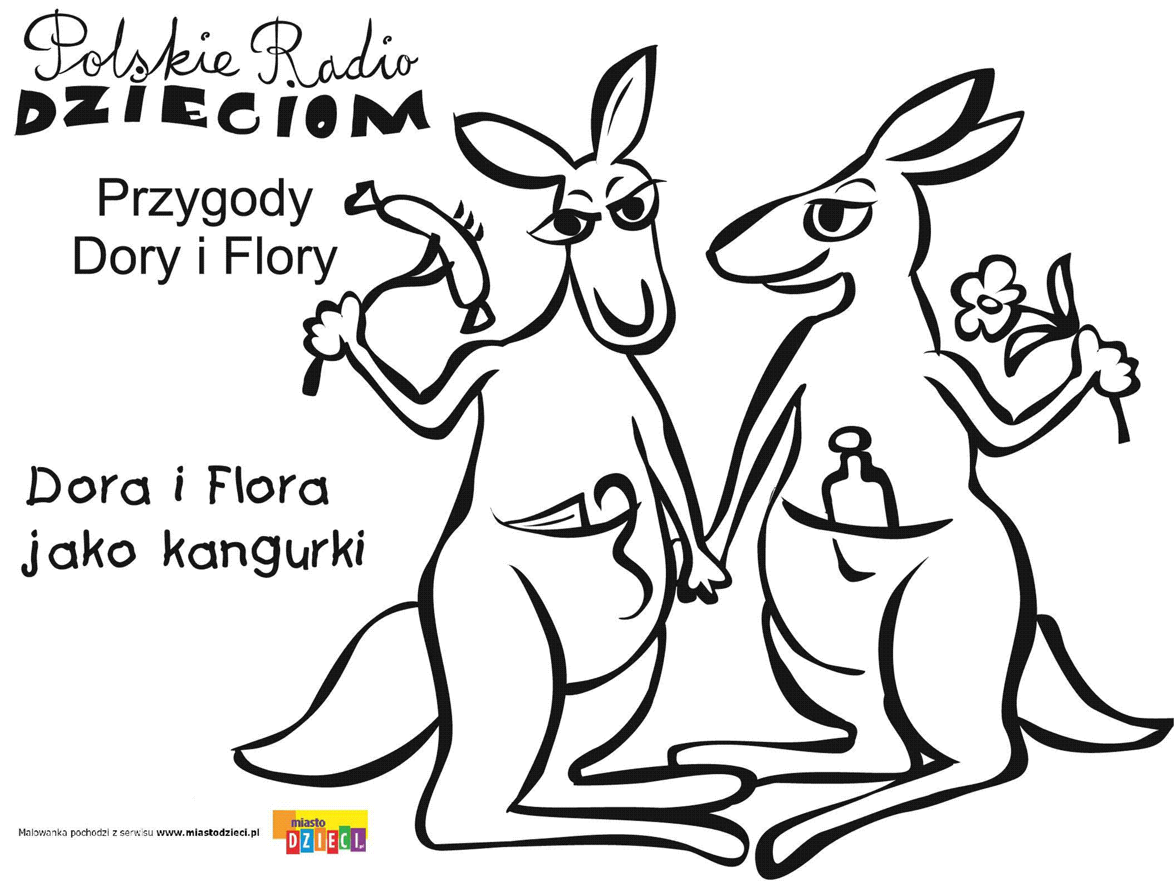 Kolorowanka - Przygody Dory i Flory - Kangurki