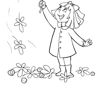 Kolorowanka - Dziewczynka i liście
