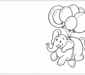 kolorowanka - słonik z balonami