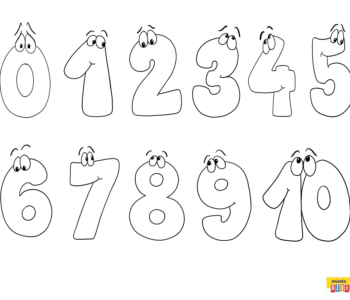 Liczby, cyfry, Liczby 1-10 - kolorowanki, malowanki dla dzieci do drukowania