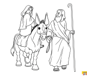 Kolorowanka Święta Rodzina, Maria i Józef w drodze do Betlejem, Boże Narodzenie