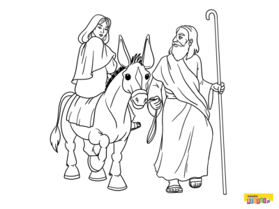 Kolorowanka Święta Rodzina, Maria i Józef w drodze do Betlejem, Boże Narodzenie