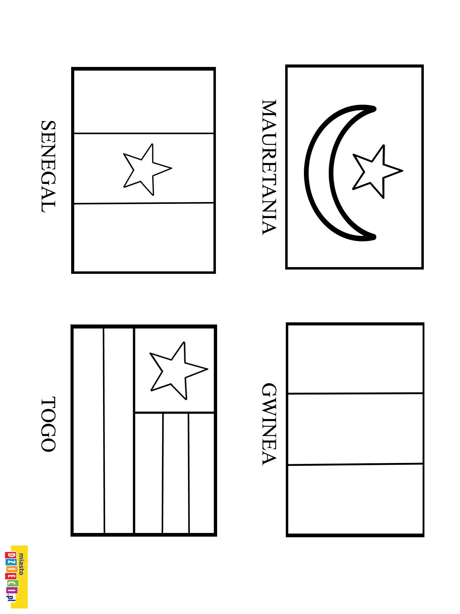 Flagi państwowe - kolorowanki, malowanki dla dzieci do drukowania