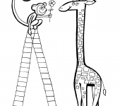 Kolorowanka - Małpka i żyrafa