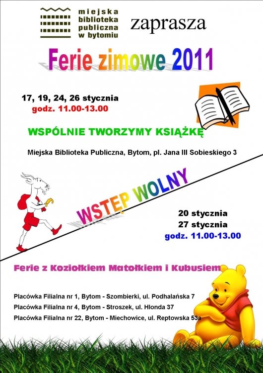 Ferie zimowe 2011 w bytomskiej bibliotece