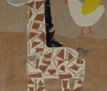 Wesoła żyrafa – wyklejanka z kawałków materiału