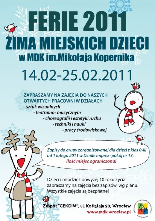 Zima w mieście 2011 – Centrum Edukacji Kulturalnej Dzieci i Młodzieży we Wrocławiu