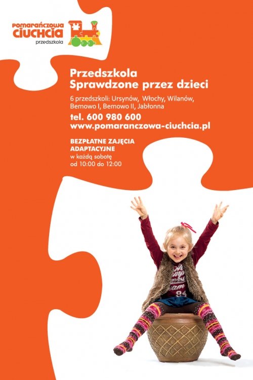 Przedszkola Pomarańczowa Ciuchcia zapraszają na bezpłatne zajęcia adaptacyjne