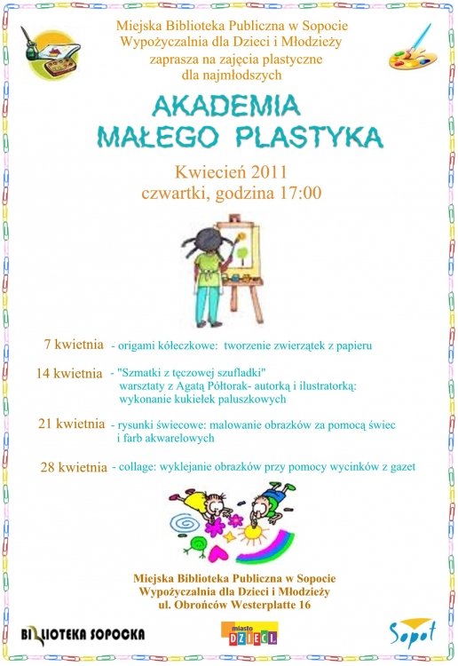 zajęcia plastyczne dla najmłodszych w Miejskiej Bibliotece Publicznej w Sopocie