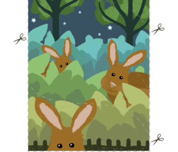 Nocne króliki - puzzle wycinanki
