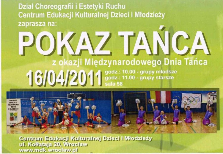Międzynarodowy Dzień Tańca w Centrum Edukacji Kulturalnej Dzieci i Młodzieży we Wrocławiu