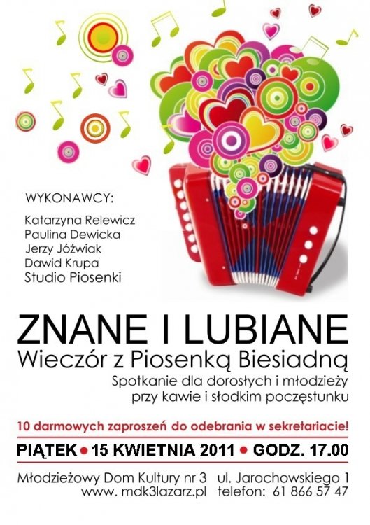 Wieczór z piosenką biesiadną dla młodzieży i dorosłych