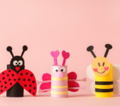 wiosenne handmade dla dzieci owady z rolek po papierze toaletowym biedronka pszczółka zabawy plastyczne