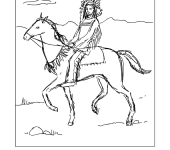 Kolorowanka - Indiański wojownik na koniu