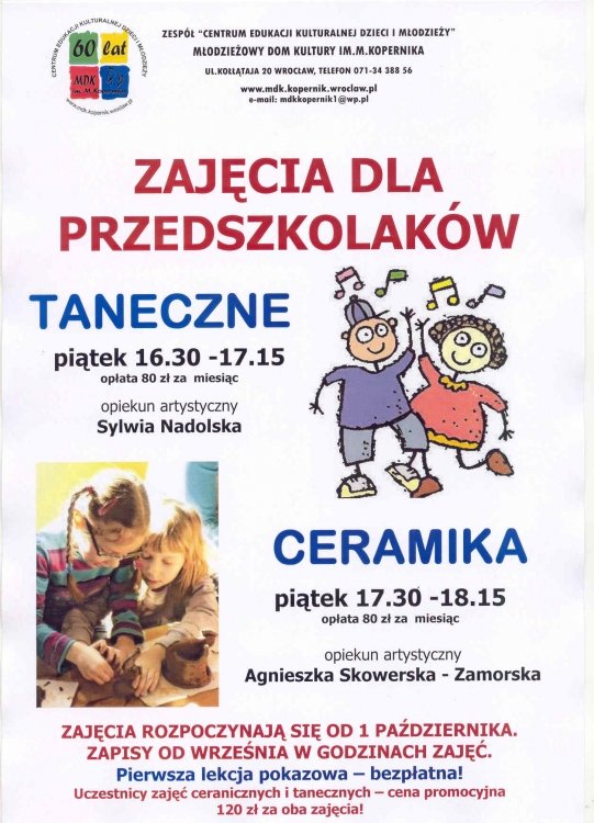 Zajęcia dla przedszkolaków we Wrocławiu Centrum Edukacji Kulturalnej Dzieci i Młodzieży