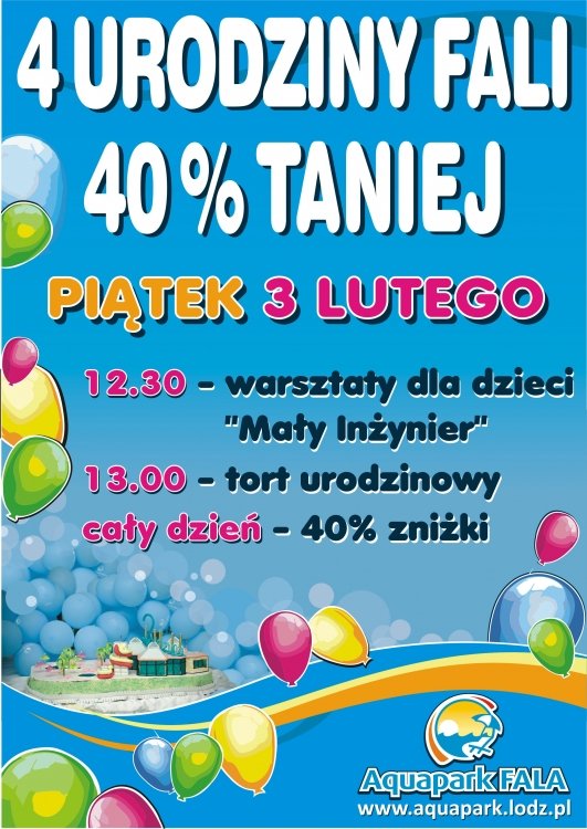 Aquapark Fala ma 4 lata – urodziny Fali