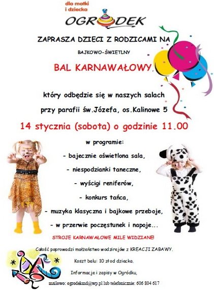 Bal karnwałowy dla dzieci w Krakowie