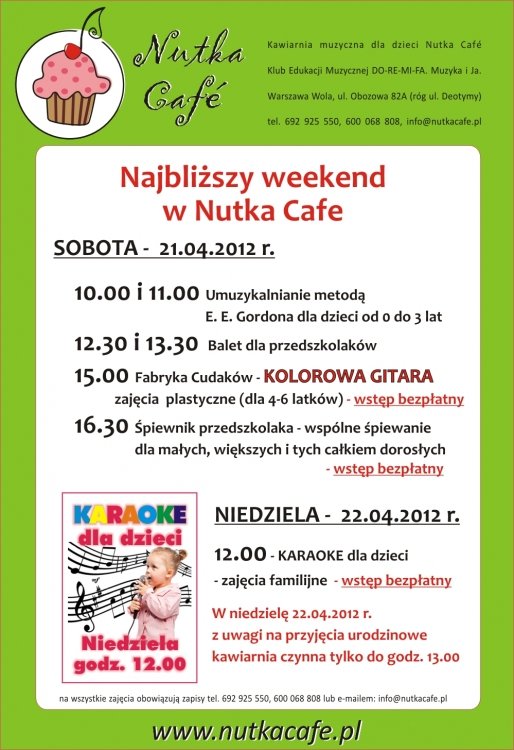 Najbliższy weekend w Nutka Cafe