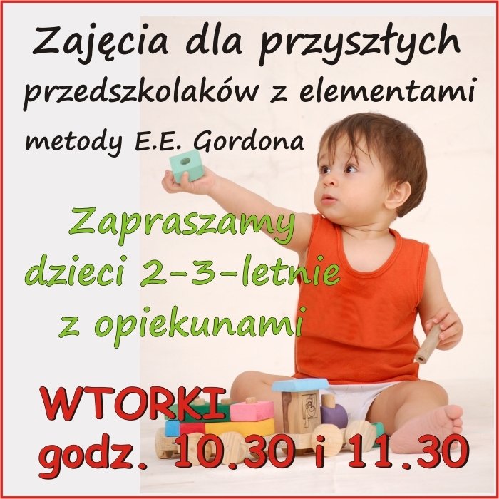 zajęcia adaptacyjne dla dzieci 2-3 letnich z elementami metody E.E. Gordona  we wtorki w Nutka Café