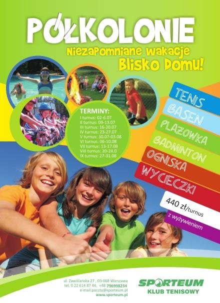 Półkolonie 2012 w Klubie Tenisowym SPORTEUM