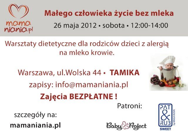 Warsztaty dietetyczne Małego człowieka życie bez mleka