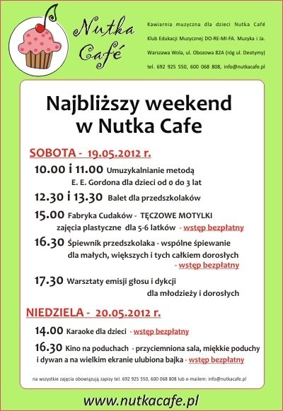 Zajęcia w weekend w DO-RE-MI-FA i Nutka Cafe