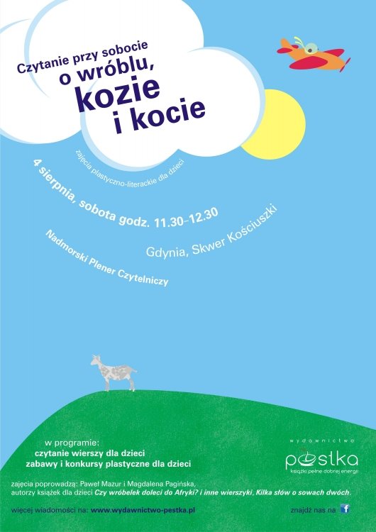 Czytanie przy sobocie o wróblu, kozie i kocie w Gdyni