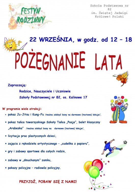 Festyn Pożegnanie lata