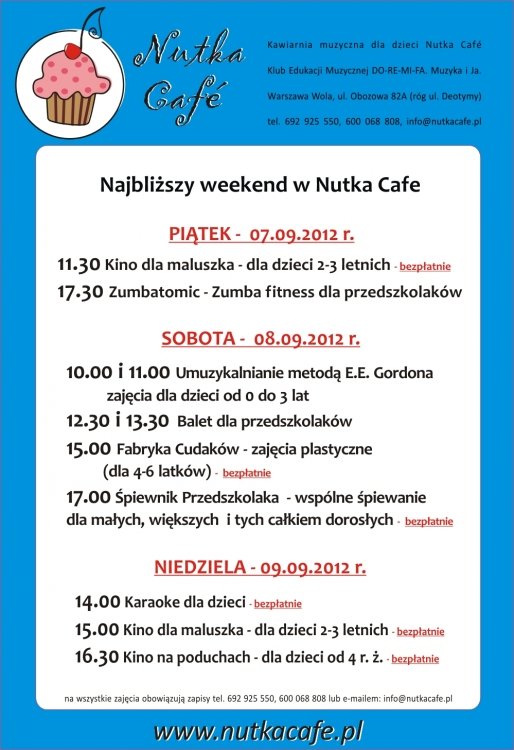 Najbliższy weekend w Nutka Cafe