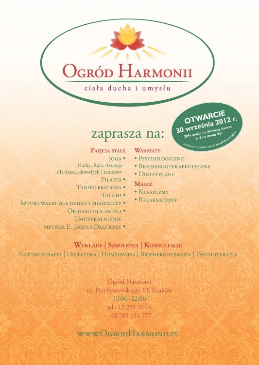 Ogród Harmonii zaprasza na Dzień Otwarty!