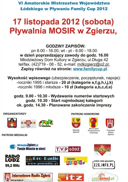 VI Amatorskie Mistrzostwa Województwa Łódzkiego w Pływaniu Family Cup