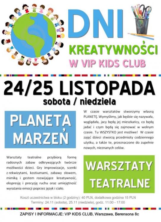 Dni Kreatywności: Warsztaty Teatralne; Planeta moich marzeń