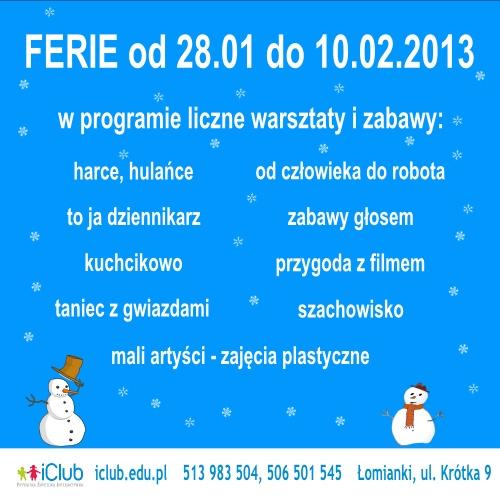 Ferie Zimowe 2013 – Warszawa, Łomianki i okolice (28.01-10.02)