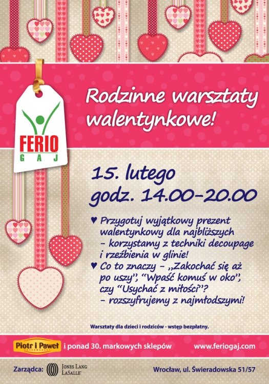 Walentynkowe warsztaty dla dzieci w FERIO Gaj we Wrocławiu!