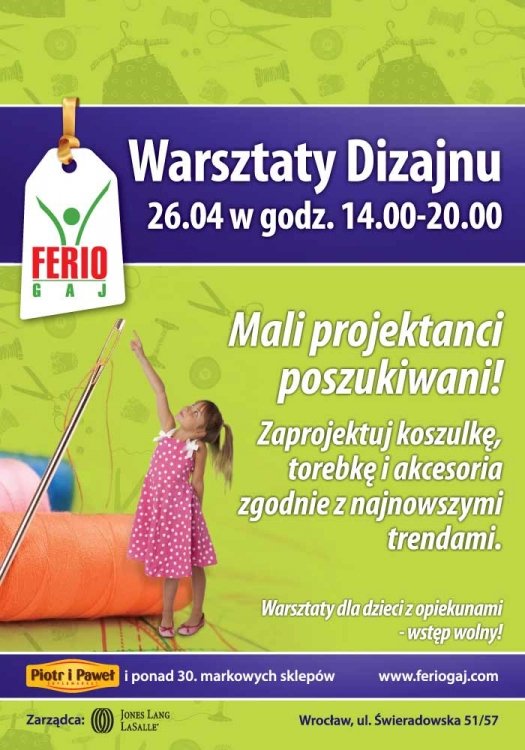 Warsztaty dizajnerskie dla dzieci w FERIO Gaj we Wrocławiu!