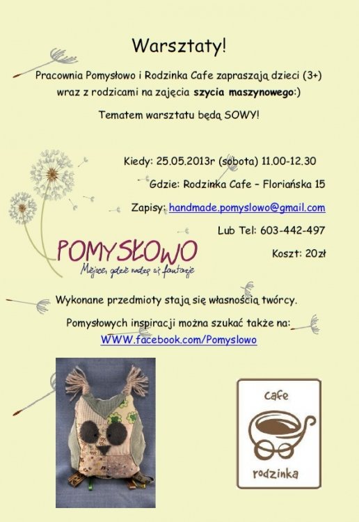 Pomysłowe warsztaty w Rodzinka Cafe