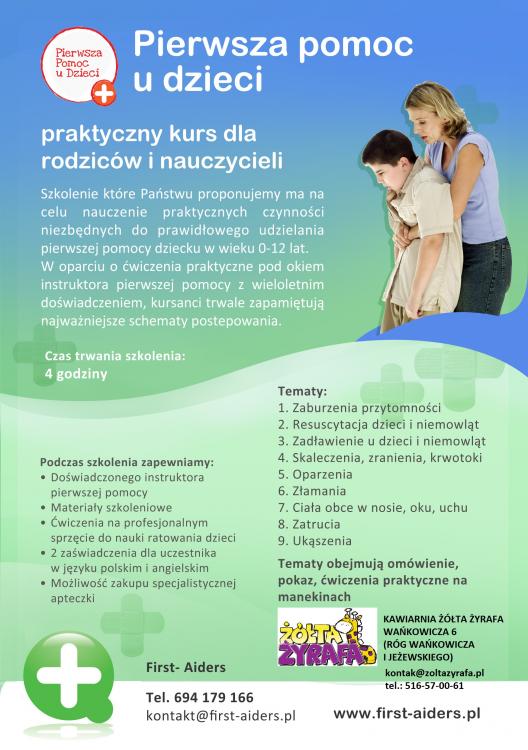 Warsztaty pierwszej pomocy dzieciom w wieku 0-12lat