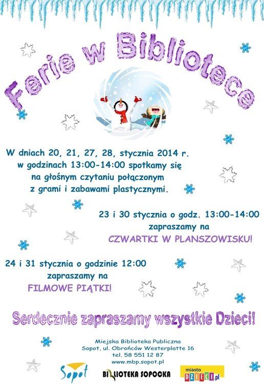 Ferie 2014 z Biblioteką Sopocką