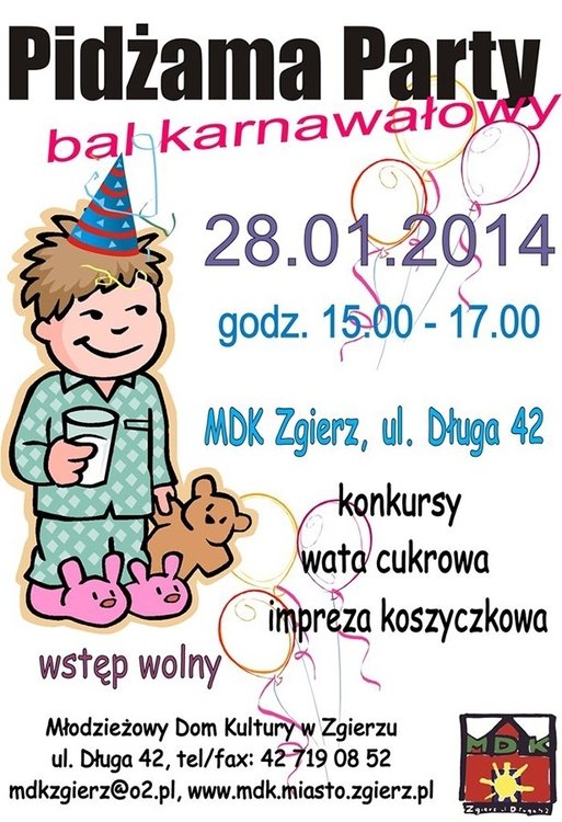 Karnawałowe Pidżama Party w Zgierzu